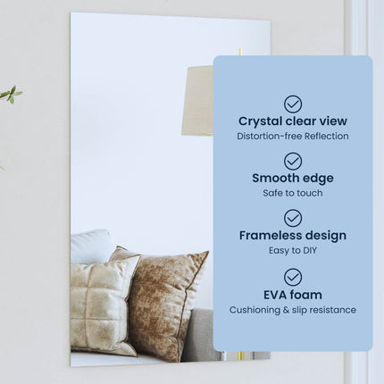Väggspegel Rektangulär 60 x 40 cm härdat glas