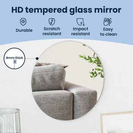 Väggspegel Rund Ø 50 cm härdat glas