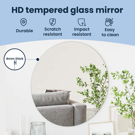 Väggspegel Rund Ø 60 cm härdat glas