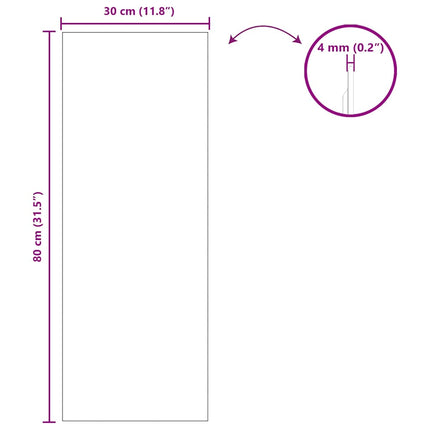 Väggspegel Rektangulär 30 x 80 cm härdat glas