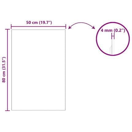 Väggspegel Rektangulär 50 x 80 cm härdat glas