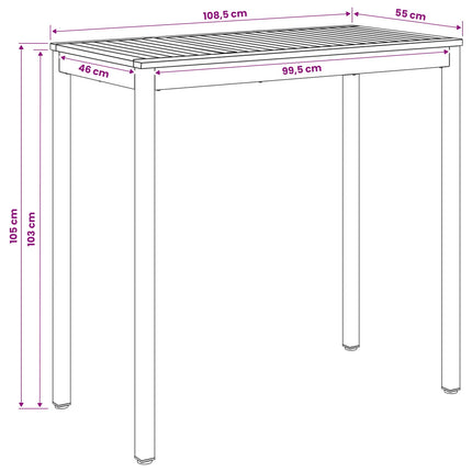 Trädgård Bar Bord Naturlig och Kaffe 108,5 x 55 x 105 cm