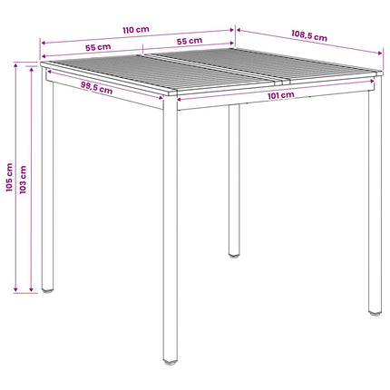 Trädgård Bar Bord Naturlig och svart 110 x 108,5 x 105 cm