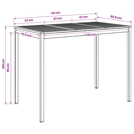 Trädgård Bar Bord Naturlig och svart 141 x 80,5 x 105 cm