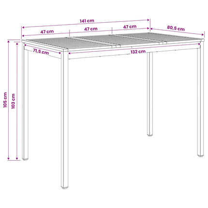 Trädgård Bar Bord Naturlig och vit 141 x 80,5 x 105 cm