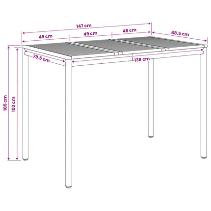 Trädgård Bar Bord Naturlig och svart 147 x 88,5 x 105 cm