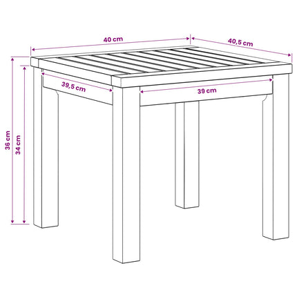 Kaffeebord Vit 40 x 40,5 x 36 cm Massivt Akaciaträ