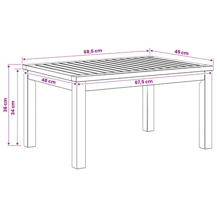 Kaffeebord Vit 50 x 68,5 x 36 cm Massivt Akaciaträ