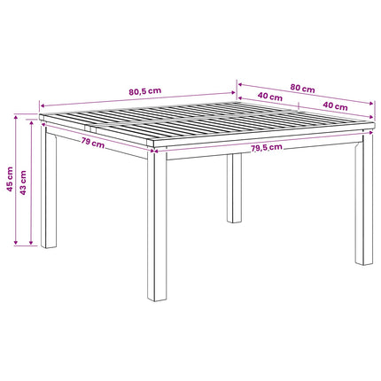 Kaffeebord Vit 80 x 80,5 x 45 cm Massivt Akaciaträ