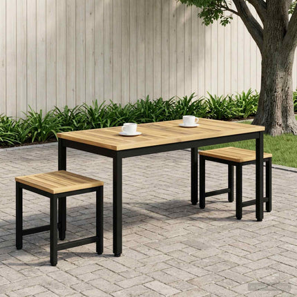 Kaffeebord Vit och svart 50 x 100,5 x 45 cm Massivt Akaciaträ