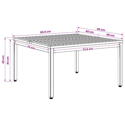 Kaffeebord Vit 80 x 80,5 x 45 cm Massivt Akaciaträ