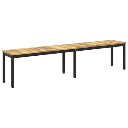 Trädgårdsbänk 201 x 35 x 45 cm Massivt Akaciaträ Vit och svart