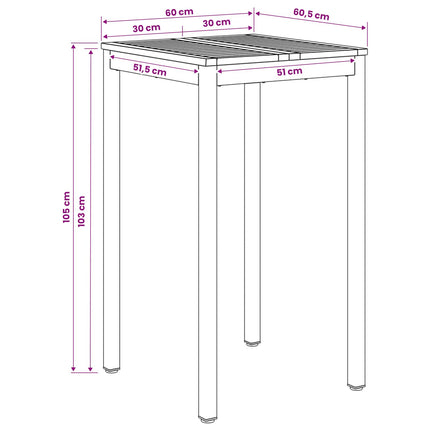 Trädgård Bar Bord Vit och svart 60 x 60,5 x 105 cm