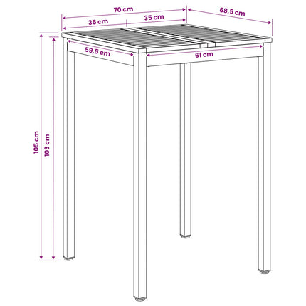 Trädgård Bar Bord Vit 70 x 68,5 x 105 cm Massivt Akaciaträ