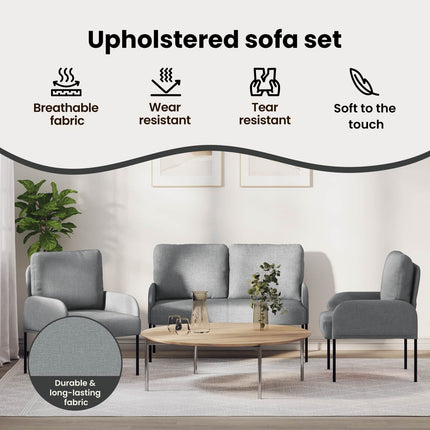 Soffgrupper 3 st Ljusgrå Plywood