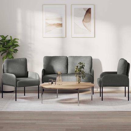 Soffgrupper med kudde 3 pcs Mörkgrå 115 x 56 x 80 cm Plywood