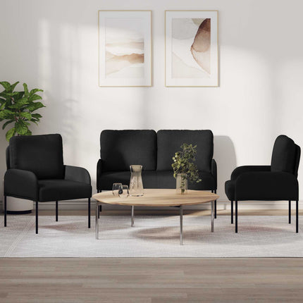 Soffgrupper med kudde 3 pcs Svart 115 x 56 x 80 cm Plywood