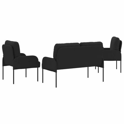 Soffgrupper med kudde 3 pcs Svart 115 x 56 x 80 cm Plywood