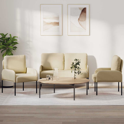 Soffgrupper med kudde 3 pcs Kräm 115 x 56 x 80 cm Plywood