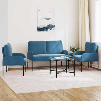 Soffgrupper med kudde 3 pcs Blå 115 x 56 x 80 cm Plywood