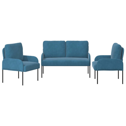 Soffgrupper med kudde 3 pcs Blå 115 x 56 x 80 cm Plywood