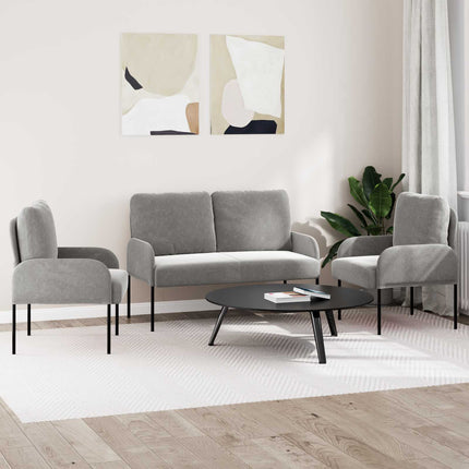 Soffgrupper med kudde 3 pcs Ljusgrå 115 x 56 x 80 cm Plywood