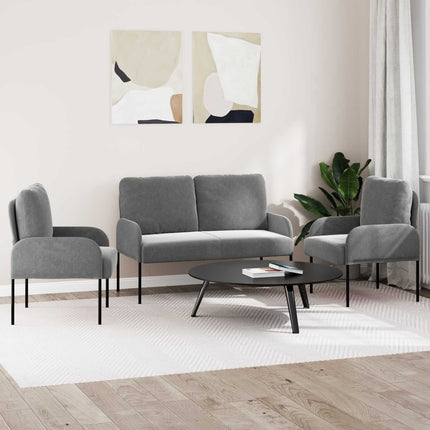 Soffgrupper med kudde 3 pcs Mörkgrå 115 x 56 x 80 cm Plywood