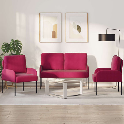 Soffgrupper med kudde 3 pcs Vinröd 115 x 56 x 80 cm Plywood