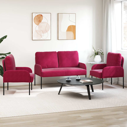 Soffgrupper med kudde 3 pcs Vinröd 115 x 56 x 80 cm Plywood