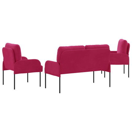 Soffgrupper med kudde 3 pcs Vinröd 115 x 56 x 80 cm Plywood