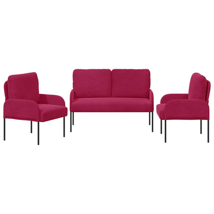 Soffgrupper med kudde 3 pcs Vinröd 115 x 56 x 80 cm Plywood