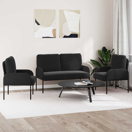 Soffgrupper med kudde 3 pcs Svart 115 x 56 x 80 cm Plywood