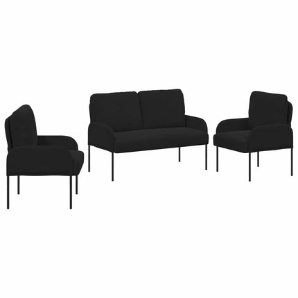 Soffgrupper med kudde 3 pcs Svart 115 x 56 x 80 cm Plywood