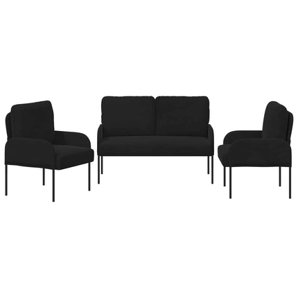 Soffgrupper med kudde 3 pcs Svart 115 x 56 x 80 cm Plywood