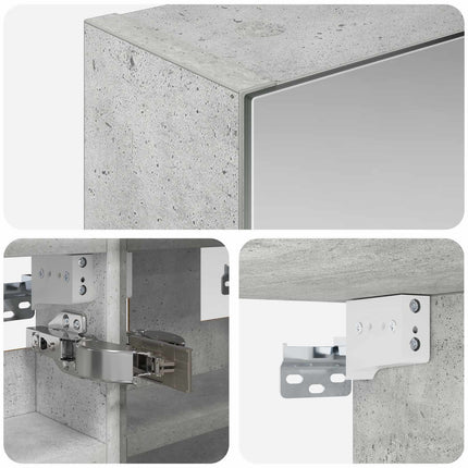 Badrumsspegelskåp Betonggrå 30 x 10,5 x 50 cm Konstruerat trä