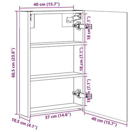 Badrumsspegelskåp Vit 40 x 10,5 x 60,5 cm Konstruerat trä