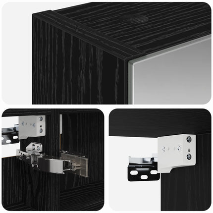 Badrumsspegelskåp Svart Ek 40 x 10,5 x 60,5 cm Konstruerat trä