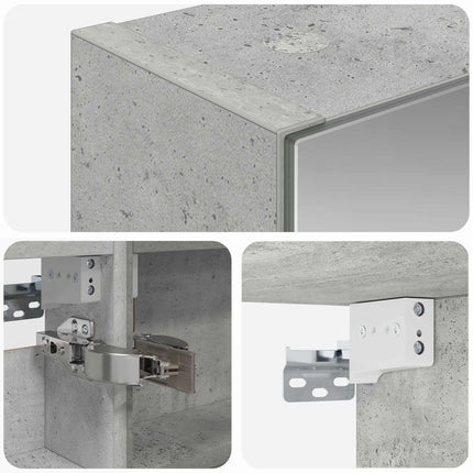 Badrumsspegelskåp Betonggrå 40 x 10,5 x 60,5 cm Konstruerat trä