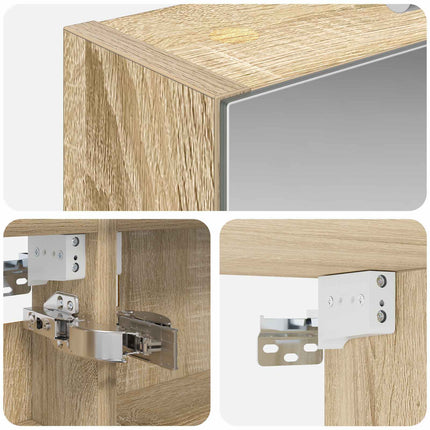 Badrumsspegelskåp Sonoma-ek 40 x 10,5 x 60,5 cm Konstruerat trä