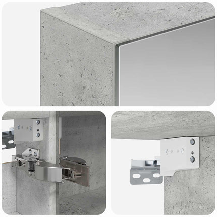 Badrumsspegelskåp Betonggrå 40 x 10,5 x 60,5 cm Konstruerat trä