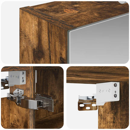 Badrumsspegelskåp Rökt ek 40 x 10,5 x 60,5 cm Konstruerat trä
