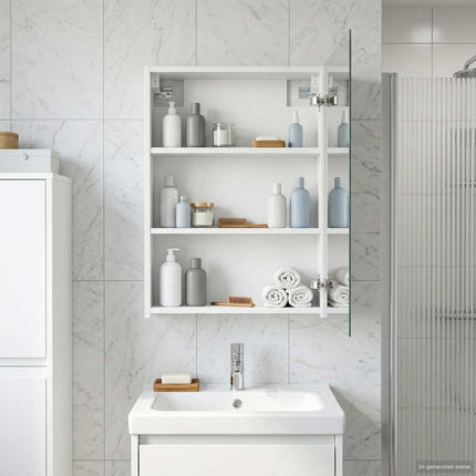 Badrumsspegelskåp Vit 50 x 14,5 x 70 cm Konstruerat trä