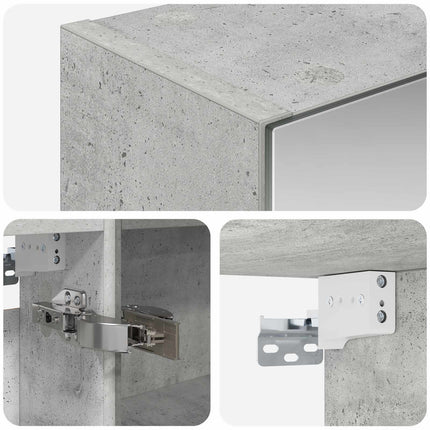 Badrumsspegelskåp Betonggrå 50 x 14,5 x 70 cm Konstruerat trä