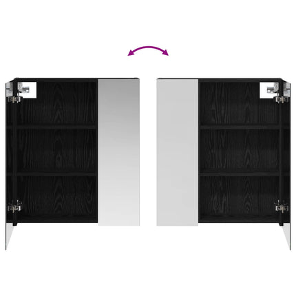 Badrumsspegelskåp Svart Ek 60 x 14,5 x 70 cm Konstruerat trä