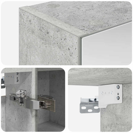 Badrumsspegelskåp Betonggrå 60 x 14,5 x 70 cm Konstruerat trä