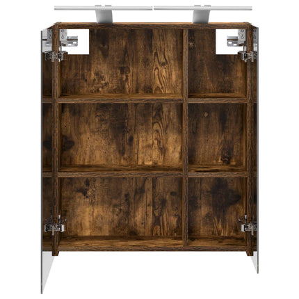 Badrumsspegelskåp Rökt ek 60 x 14,5 x 70 cm Konstruerat trä
