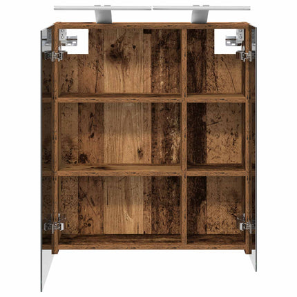 Badrumsspegelskåp Gammalt trä 60 x 14,5 x 70 cm Konstruerat trä