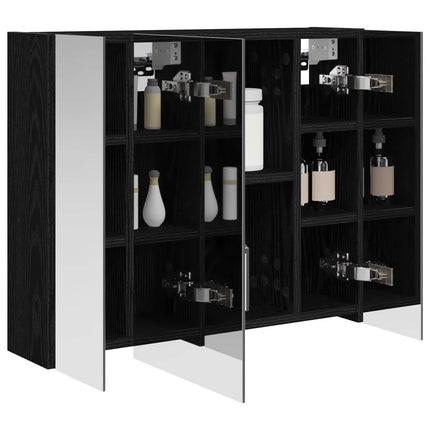Badrumsspegelskåp Svart Ek 60 x 14,5 x 50 cm Konstruerat trä