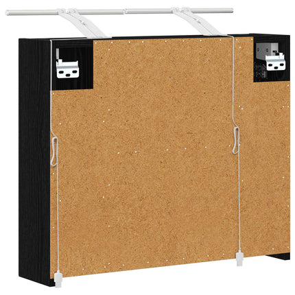 Badrumsspegelskåp Svart Ek 60 x 14,5 x 50 cm Konstruerat trä
