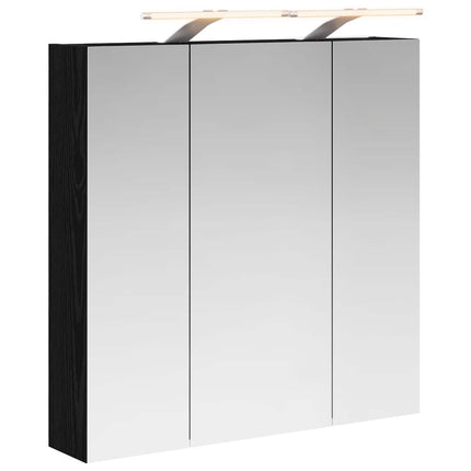 Badrumsspegelskåp Svart Ek 70 x 14,5 x 70 cm Konstruerat trä